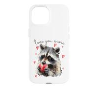Carcasa para iPhone 15 Love You More Raccoon Holding a Heart Womens Cute Valentine