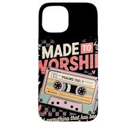 Carcasa para iPhone 15 Made To Worship Psalm 150:1 Casete Retro Alabanza Fe