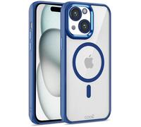 Cool Funda Magnética Transparente con Borde Azul Marino para iPhone 15
