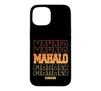 Carcasa para iPhone 15 Mahalo Hawaii in Stacked Sunset Colors Text