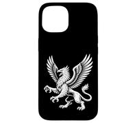 Carcasa para iPhone 15 Majestuoso Griffin con alas Fierce Mythic Beast Line Art