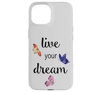 Carcasa para iPhone 15 Mariposas de Acuarela Live Your Dream