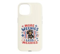Carcasa para iPhone 15 Más Salchichas Menos malvados, Divertido Perro Salchicha patriótico