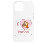 Carcasa para iPhone 15 Me Encanta Punch The Baby Monkey Hearts