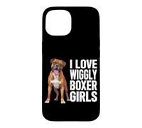 Carcasa para iPhone 15 Me Encanta Wiggly Boxer Girls, Divertido Dicho de Perro bóxer para Mascotas