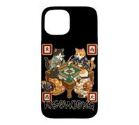 Carcasa para iPhone 15 Meowjong Cat Playing Mahjong Game Juego Chino Tradicional