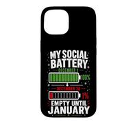 Carcasa para iPhone 15 Mi batería Social vacía hasta enero Navidad Divertida