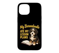 Carcasa para iPhone 15 Mi Bernedoodle se comió mis Planes de lecciones Funny Teacher