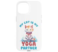 Carcasa para iPhone 15 Mi Gato es mi compañero de Yoga Divertido