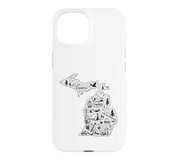 Carcasa para iPhone 15 Michigan Camping Adventure UP & Lower Peninsula Outdoor