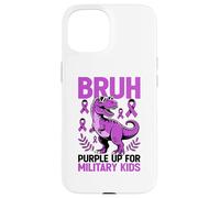 Carcasa para iPhone 15 Military Child Month Dinosaur, Purple Up for Military Kids