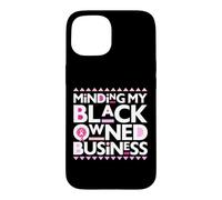 Carcasa para iPhone 15 Minding My Own Black Business Apoyando el Cáncer de Mama Rosa