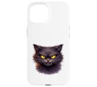 Carcasa para iPhone 15 Mirada de Gato Negro Salvaje