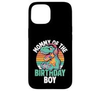 Carcasa para iPhone 15 Mommy of The Birthday Boy Gaming T-Rex Cumpleaños a Juego