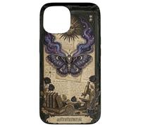 Carcasa para iPhone 15 Moth Sun Dark Gothic Crescent Moon Skull