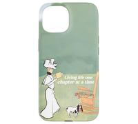 Carcasa para iPhone 15 Mujer y su Perro Amante de los Libros Viviendo la Vida un capítulo a la Vez