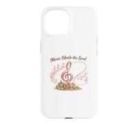 Carcasa para iPhone 15 Music Heals The Soul de Mujer con cáncer con Cinta Rosa