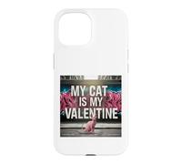 Carcasa para iPhone 15 My Cat Is My Valentine Sphynx Street Graffiti Amante de los Gatos