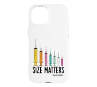 Carcasa para iPhone 15 Needle Size Matters Funny Nursing and Nurses