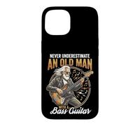 Carcasa para iPhone 15 Never Underestimate an Old Man with A Bass Guitar Player Dad