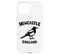 Carcasa para iPhone 15 Newcastle England Urraca Zine Impresión de Tinta Negra Letras
