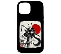 Carcasa para iPhone 15 Ninja Cat Reading Book Lover Japanese Sumi-e Art