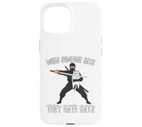 Carcasa para iPhone 15 Ninja con Gato Cuando Alguien Dice Que Odia a los Gatos