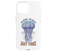 Carcasa para iPhone 15 No Brain No Heart Just Vibes Medusa Océano Animal