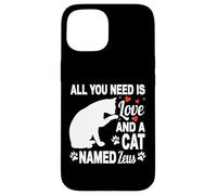 Carcasa para iPhone 15 Nombre de Gato Personalizado Zeus Lindo Gatito Amante de Las Mascotas