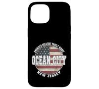 Carcasa para iPhone 15 Ocean City New Jersey, Bandera Americana Vintage