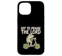Carcasa para iPhone 15 Off To Praise The Lord Frog Meme Funny Christian Faith Jesus
