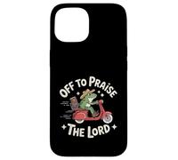 Carcasa para iPhone 15 Off To Praise The Lord Frog Meme Funny Christian Faith Jesus