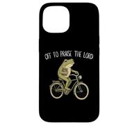 Carcasa para iPhone 15 Off to Praise The Lord Funny Christian Meme Frog Humor