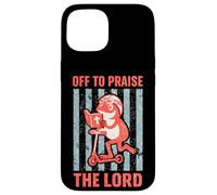 Carcasa para iPhone 15 Off To Praise The Lord Funny Frog Christian Design