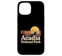 Carcasa para iPhone 15 Parque Nacional Acadia Vintage Montaña Puesta De Senderismo Main