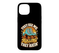 Carcasa para iPhone 15 Patín de Ruedas They See Me Rolling Retro Skater Hatin Girls