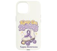 Carcasa para iPhone 15 Patines de Cinta Morada Keep On Rolling Lupus Awareness