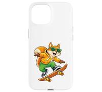 Carcasa para iPhone 15 Patineta Squirrel Riding Skateboard Skater Gráfico