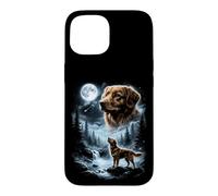Carcasa para iPhone 15 Pato de Nueva Escocia Tolling Retriever Aullando a la Luna 90