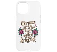 Carcasa para iPhone 15 Pegatinas duras para Adultos con Forma de Rosa y Calavera, para Amantes de la Tinta