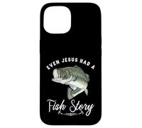 Carcasa para iPhone 15 Pesca Incluso Jesús Tenía Historia De Pescado Divertido Bass Papá Christian
