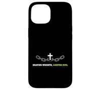 Carcasa para iPhone 15 Pesos más Pesados más Ligero Alma Cristiana fe Fitness Atleta
