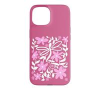 Carcasa para iPhone 15 Pink Floral Daisy Dragonfly Botanical Wildflower Vine Garden