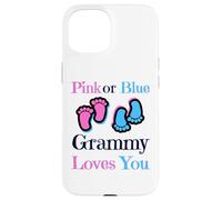 Carcasa para iPhone 15 Pink Or Blue Grammy Loves You Baby Girl Or Boy Pronto