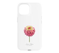 Carcasa para iPhone 15 Pintura Botánica Flor Zinnia Roja y Rosa