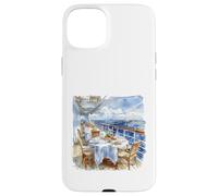 Carcasa para iPhone 15 Plus Acuarela Cubierta de Crucero Comedor Vista del Velero