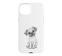 Carcasa para iPhone 15 Plus Adorable Perro Carlino Cachorro Bosquejo Lindo Perro Animal ilustración