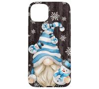 Carcasa para iPhone 15 Plus Aesthetic Snowflake Pattern with Snowman and Winter GNOME
