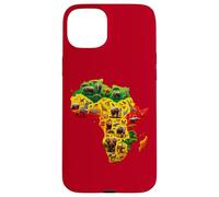 Carcasa para iPhone 15 Plus African Animal Map Juneteenth Flag Colors Pride Black Africa