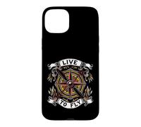 Carcasa para iPhone 15 Plus Airplane Pilot Live To Fly Aviation Compass Art